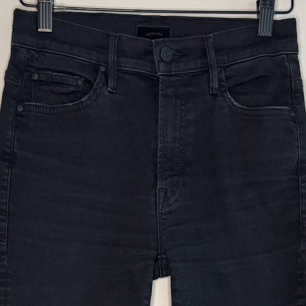 Mother Denim The Insider Crop Step Fray in wash Not Guilty Black Size 25 EUC - Picture 7 of 16